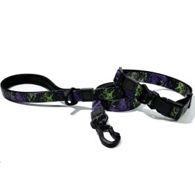 UV Printing Camouflage Embossed Pet Leash Set Is A Perfect Combination Of Style And Functionality Specially Designed For Pets' Outdoor Activities (Option: Purple-20mm)